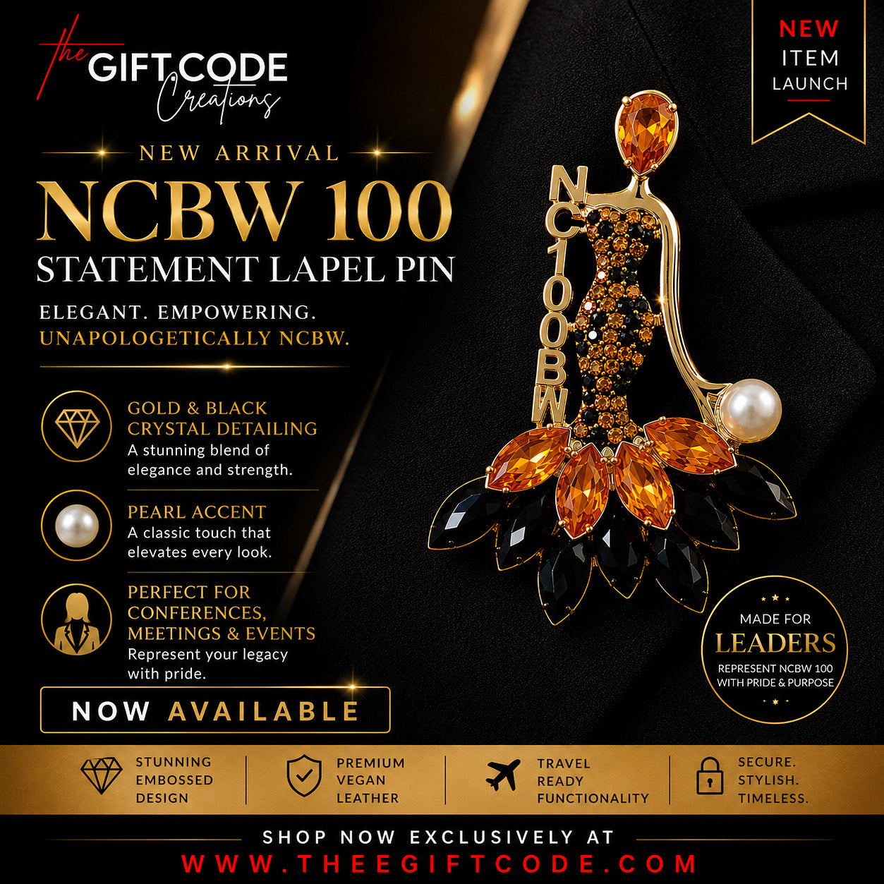 NCBW Lady 100 Statement Lapel Pin.